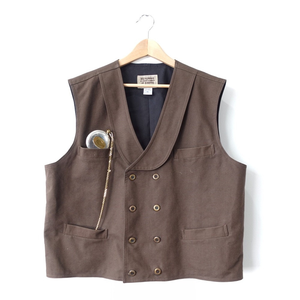 Western Vest XL Brown Vintage DALVEY Compass Scotland Cowboy Safari Frontier